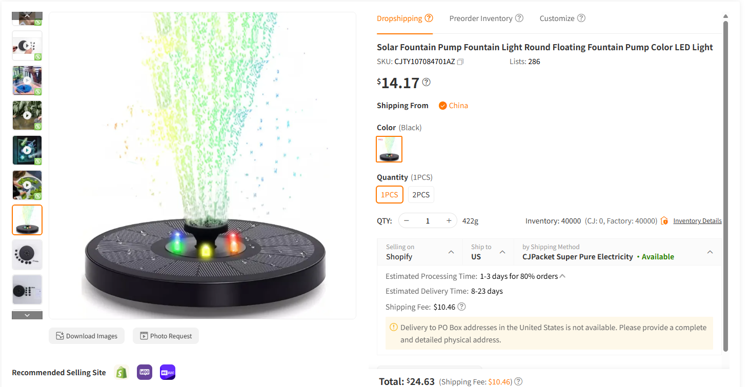 Solar Pool Fountain Light